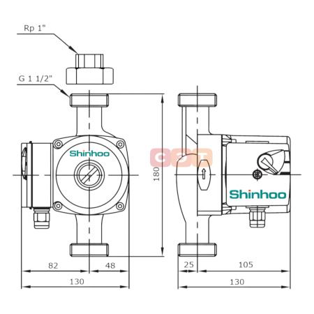 Циркуляционный насос  (с «мокрым» ротором) BASIC S 25-4S 180 1x230V Shinhoo